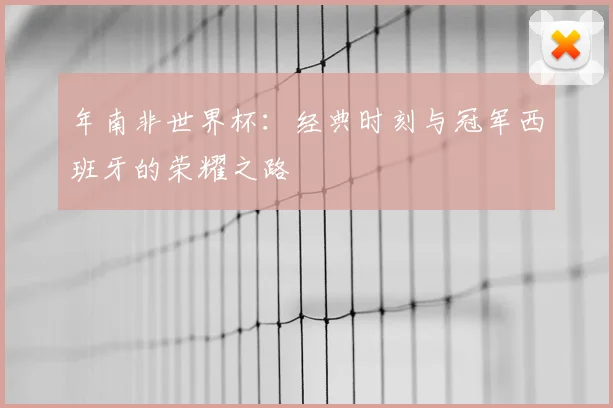 年南非世界杯:经典时刻与冠军西班牙的荣耀之路